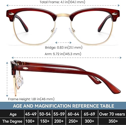 Miniatura 2 de CCVOO Paquete de 6 lentes de lectura con bloqueo de luz azul, lectores retro sin montura para hombres y mujeres, filtro de anteojos redondos UV400