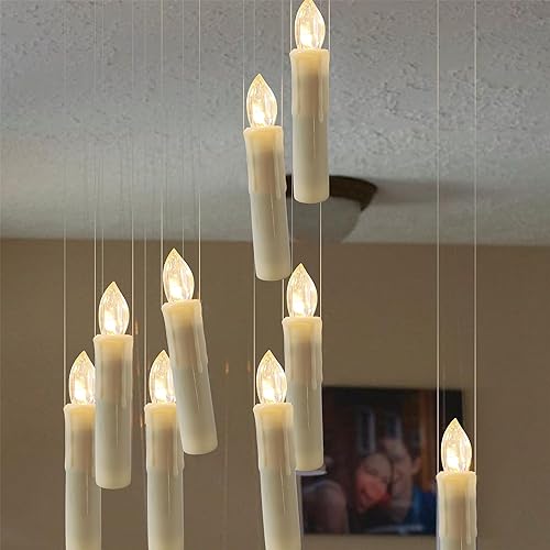 Miniatura 2 de Gedengni - Velas LED sin llama con clips remotos y extraíbles, efecto goteo, juego de 10, color marfil
