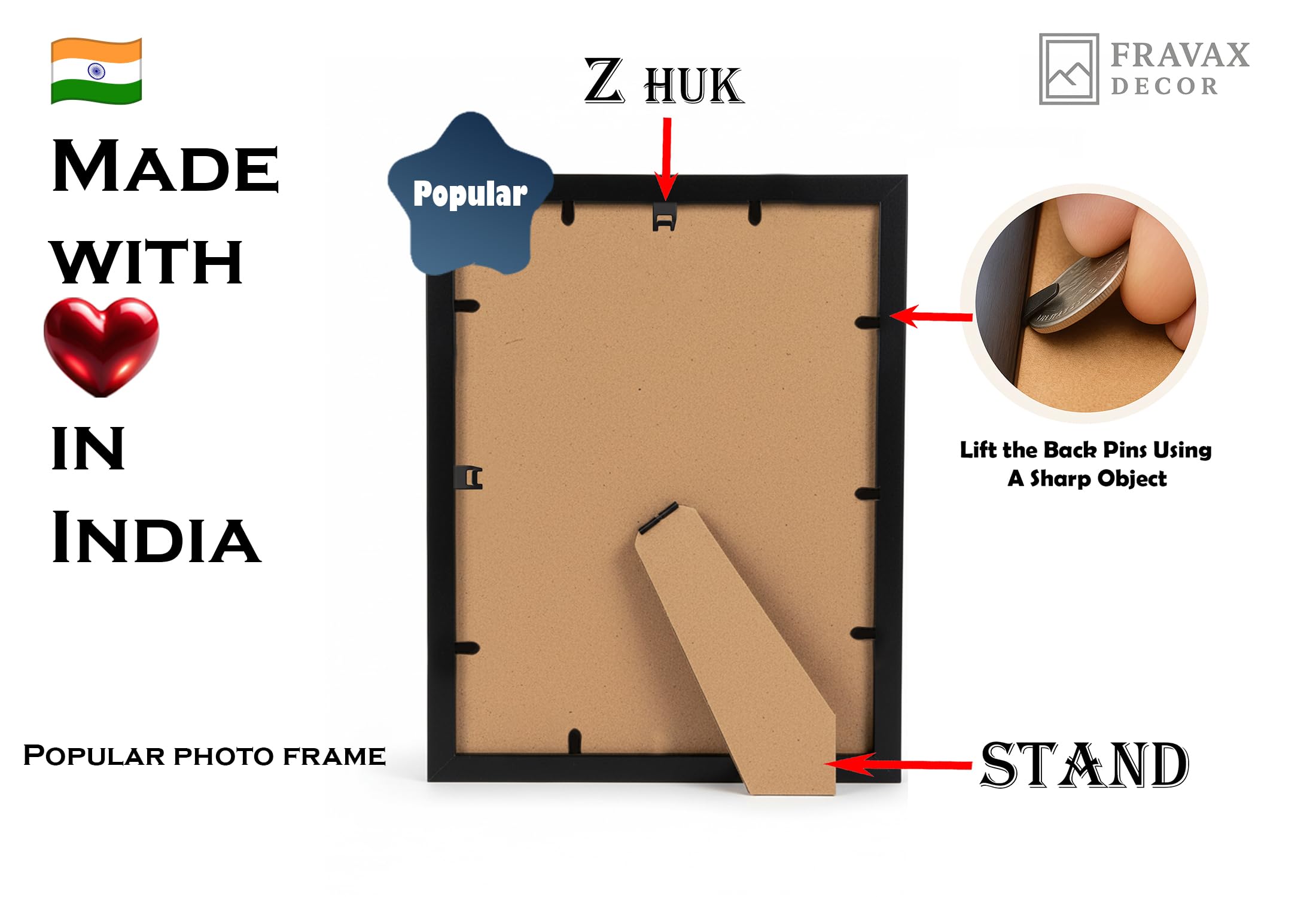 Fravax Decor 5×7 Inch Natural Wooden Photo Frame Set of 4 | Fits 4×6 Photos with Mount | 0.5 mm Unbreakable Acrylic Front | Wall & Tabletop Display | Lightweight Gallery Style Frames 3