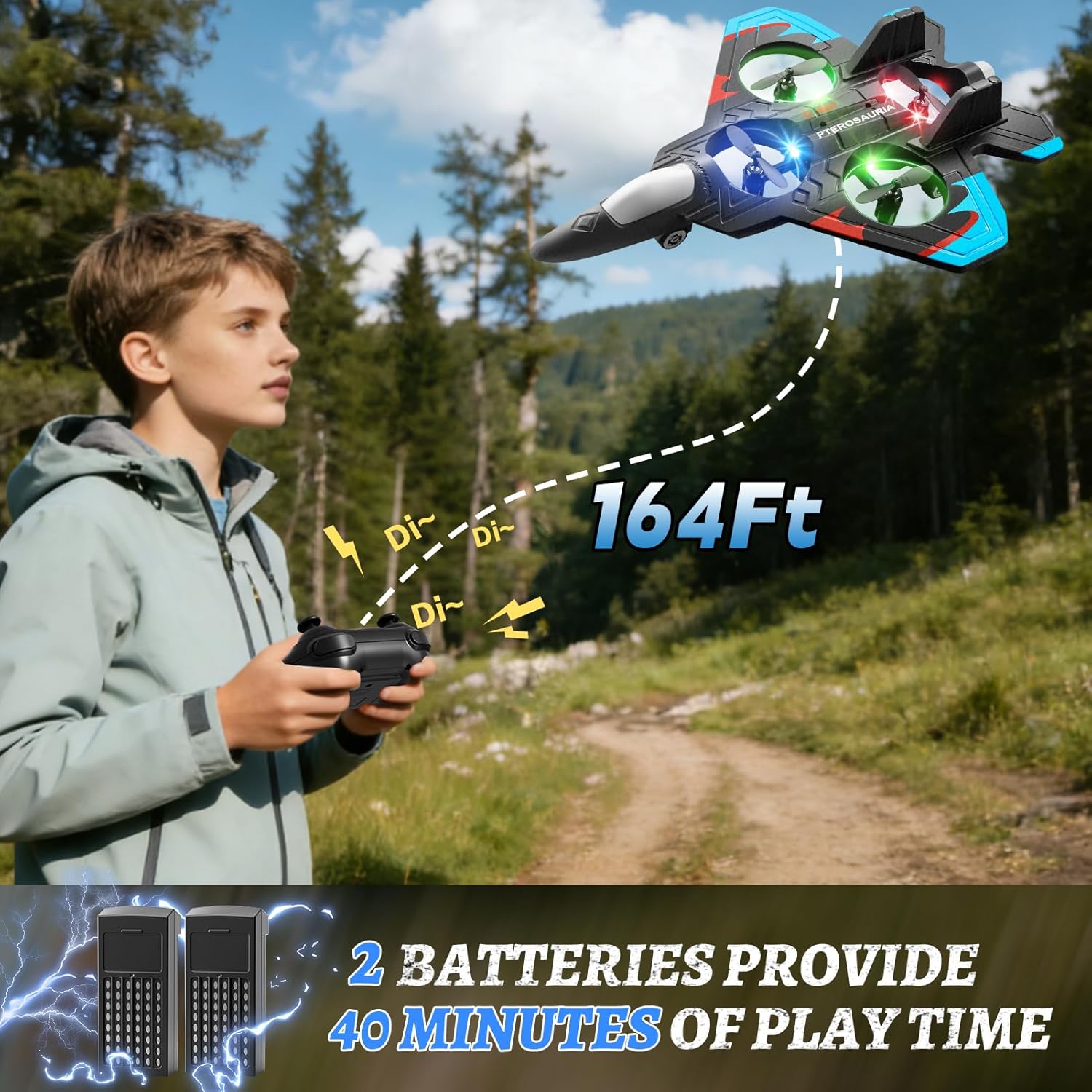 Foam Remote Control Airplanes RC Planes for Kids Adults, RC Airplane Fighter Jet with Light, 360° Flip Fighter Jet Toys, Stunt Roll, Airplane Toy Gifts for Kids Boys
