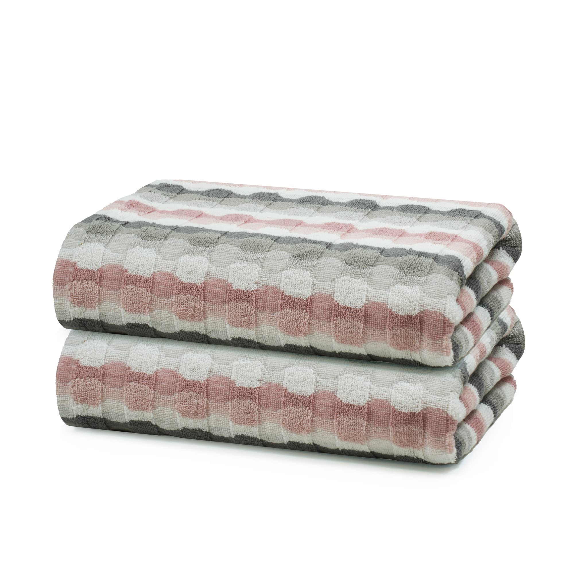 Anko Australia 100% Cotton 520 GSM Large Malmo Bath Towel | Set of 2 | Super-Soft, Absorbent, Quick-Drying | Pink & Grey Striped Towel for Men, Women & Kids | 140x70 cm |Travel, Gym, Spa Towel (B0C668J6MQ) Amazon Price History, Amazon Price Tracker