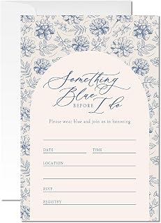 20 Something Blue Before I Do Bridal Shower Invitations, Vintage Blue Floral Theme Invite Cards with Envelopes, 4x6 Inch Fun Bridal Shower Invites. (062)