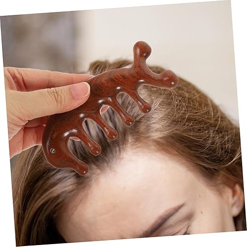 Miniatura 5 de Peine de dientes anchos para cabello rizado, peine de dientes anchos, desenredante, peine decorativo de madera, peine de masaje, peine de madera