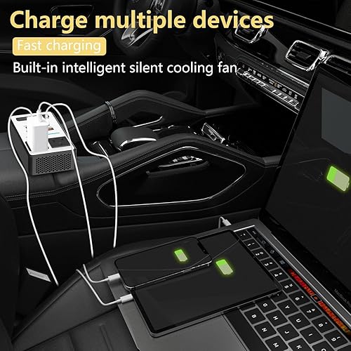 Miniatura 8 de Inversor de corriente para automóvil de 200 W, PiSFAU DC de 12 V a 110 V CA adaptador de enchufe de automóvil con 20 W USB-C cargador rápido USB (18