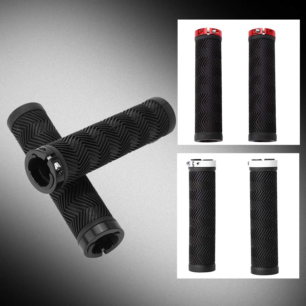 Tbest Ergonomiczne uchwyty na kierownicę rowerową, gumowe, do rowerów wyścigowych, MTB, BMX, antypoślizgowe uchwyty do jazdy na rowerze, z jednostronnym metalowym zamkiem