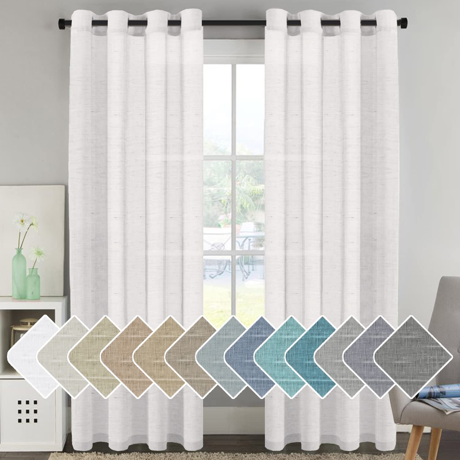 Window Treatments Linen Curtain Panels Open Weave White Natural Linen