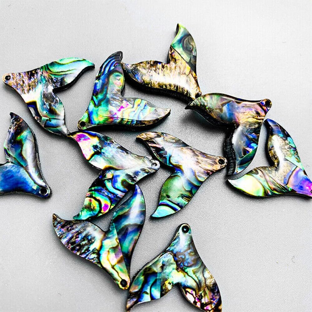 Colorful Abalone Mermaid Tail Charms Fish Tail Pendant Charms Beads Accessories for DIY Craft Anklet Necklace Bracelet Findings Making (10) - Image 3