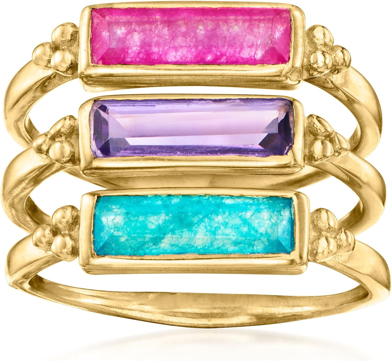 Ross-Simons 1.80 ct. t.w. Multi-Gemstone Jewelry Set: 3 Rings in 18kt Gold Over Sterling