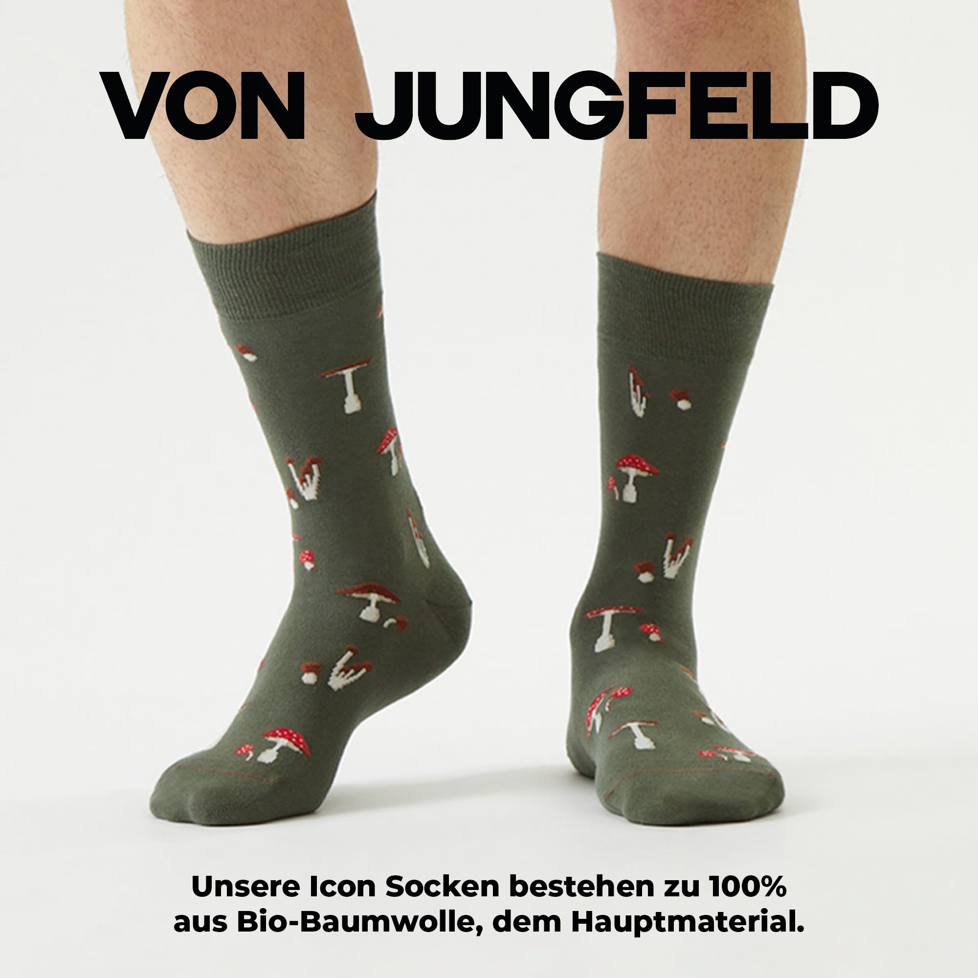 von Jungfeld - Motiv Socken mit verschiedenen Icons - Bunte Socken mit Muster für Damen & Herren in Gr. 35-46