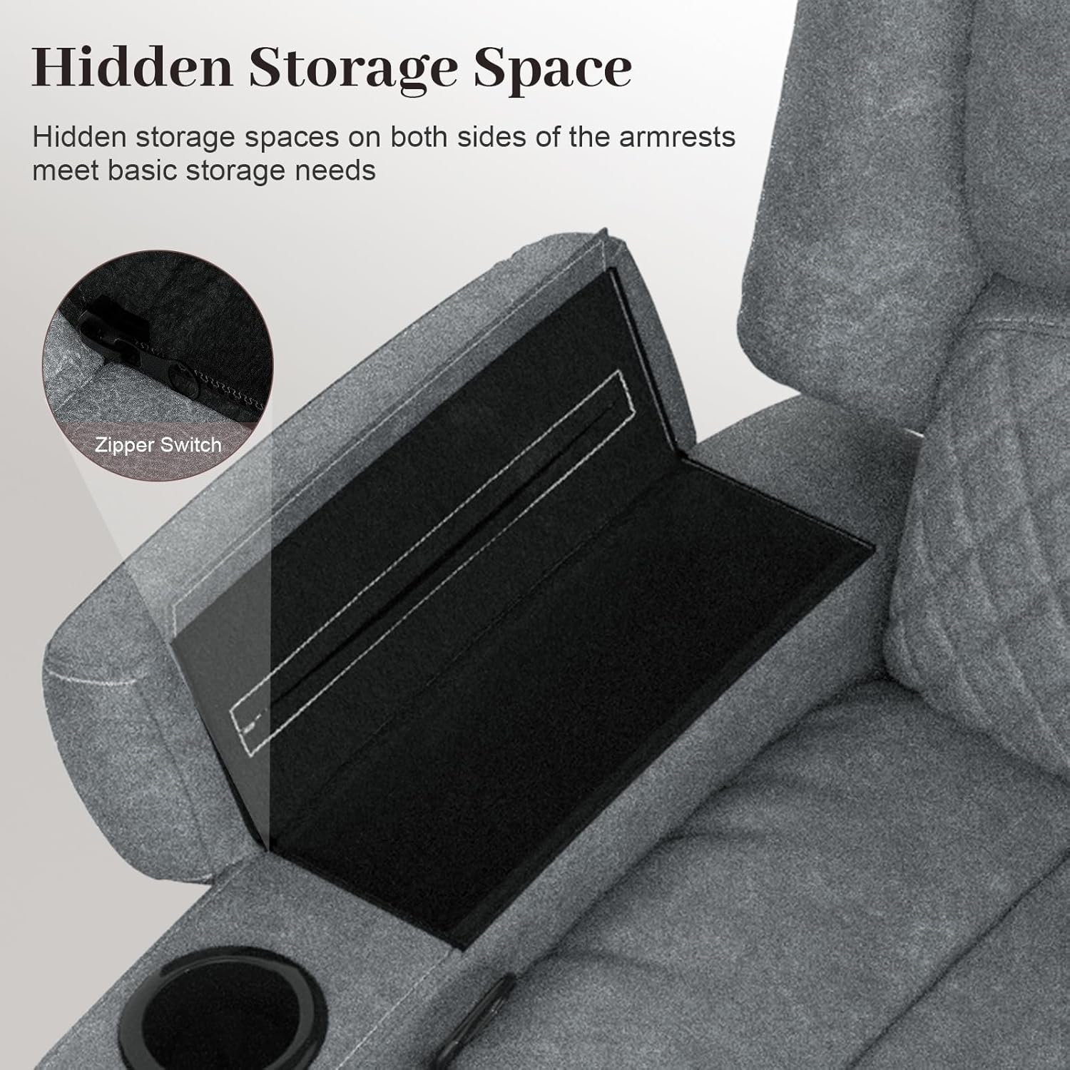 Yolsali Manual Reclining Sectional Sofa Set, 6 Seats Soft Leather Recliner Corner Sectional Couch, Family-Sized L-Shaped Recliner Couch with USB Charging, Thickened Padding, Sturdy Frame, Grey