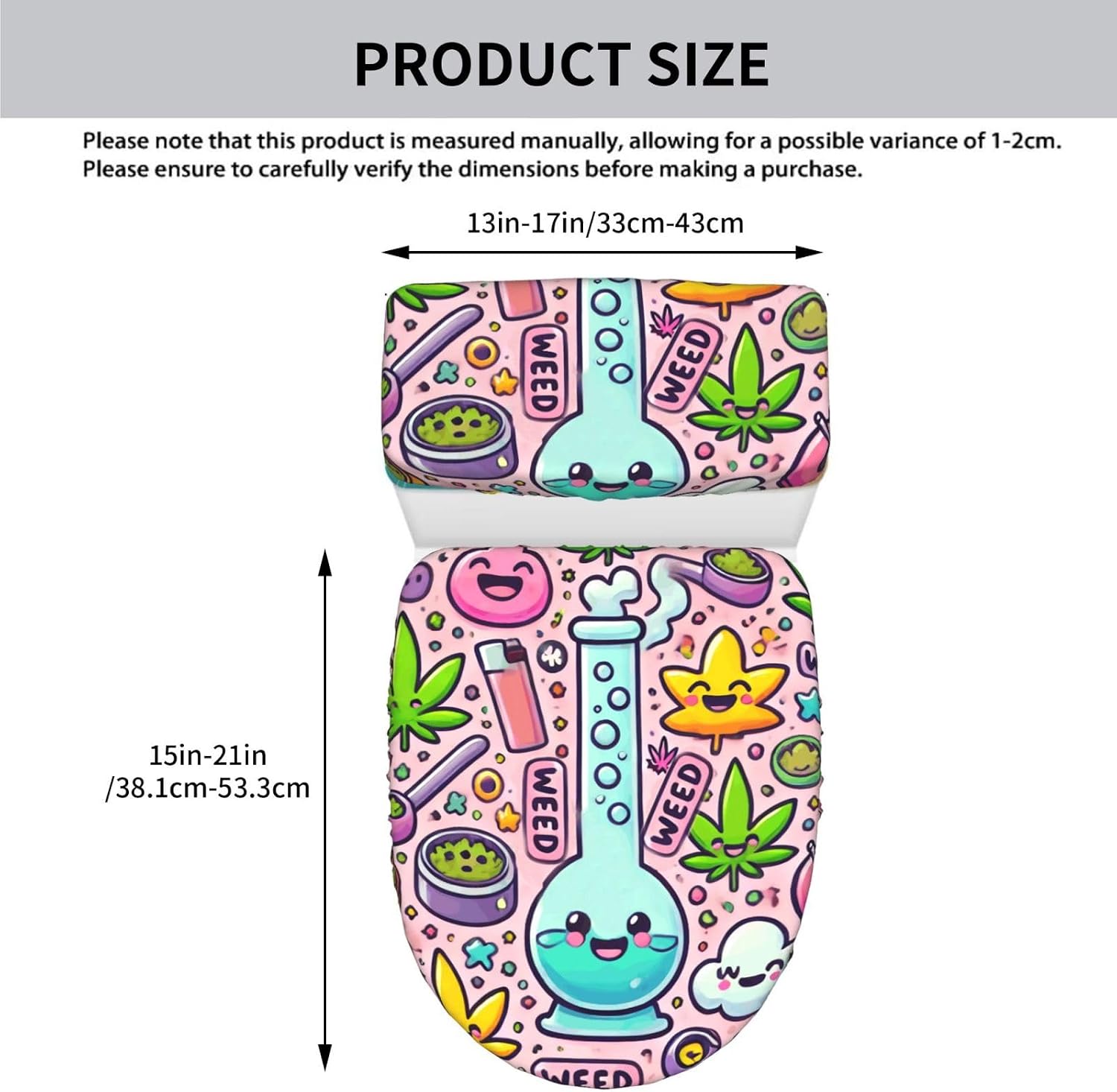 Toilet Lid Cover Set Weed Pot Cannabis Funny