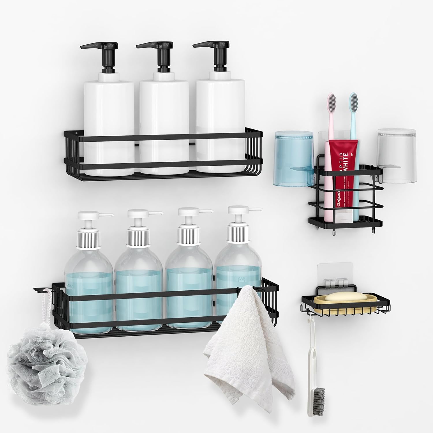 TONLEA Shower Organizer, Shower Caddy 4 Pack, No Drilling