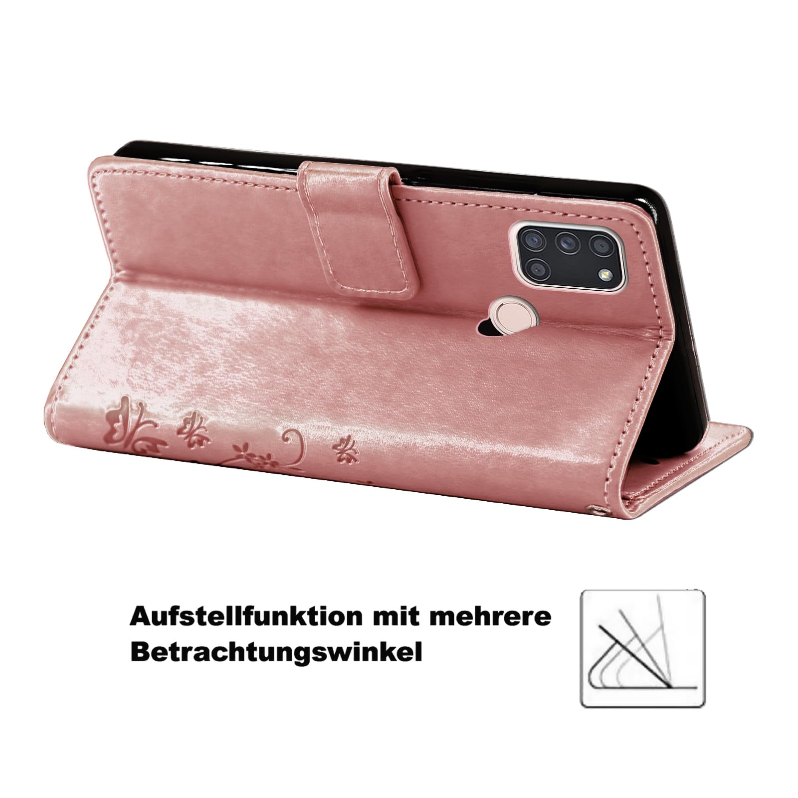 betterfon Custodia compatibile con Wiko View 5 / View 5 Plus | Custodia a portafoglio in pelle PU di alta qualità per View 5 / View 5 Plus | Custodia a portafoglio con fiori | Nero