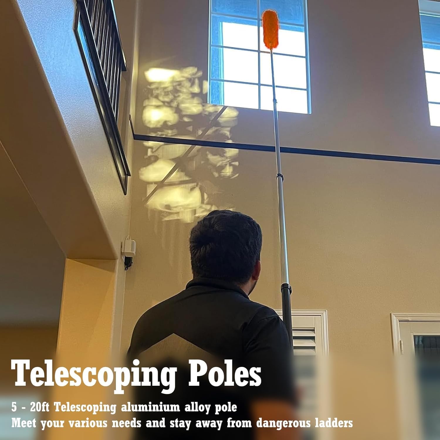 SISUPASSIE Mango Extensible para Rodillo de Pintura de 6 m, Poste Telescópico Profesional para Rodillo de Pintura, Poste Largo Extensible Multiuso para Pintar, Quitar el Polvo y Limpiar