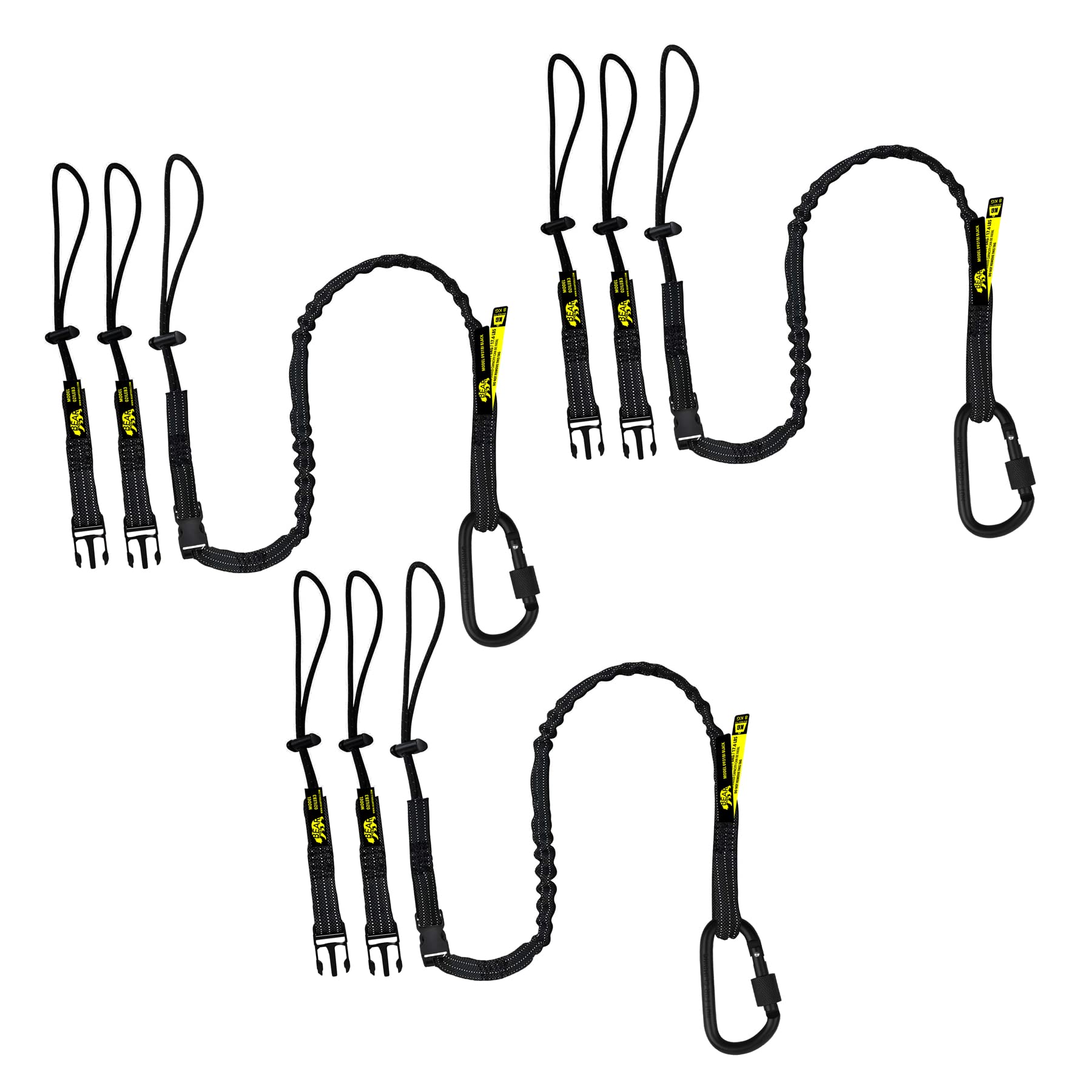 Beartools Black Interchangeable Tool Safety Lanyard Detachable Buckle Multi Accessory Connection Protection Kit ( 3Pk + 9 Loop Ends)