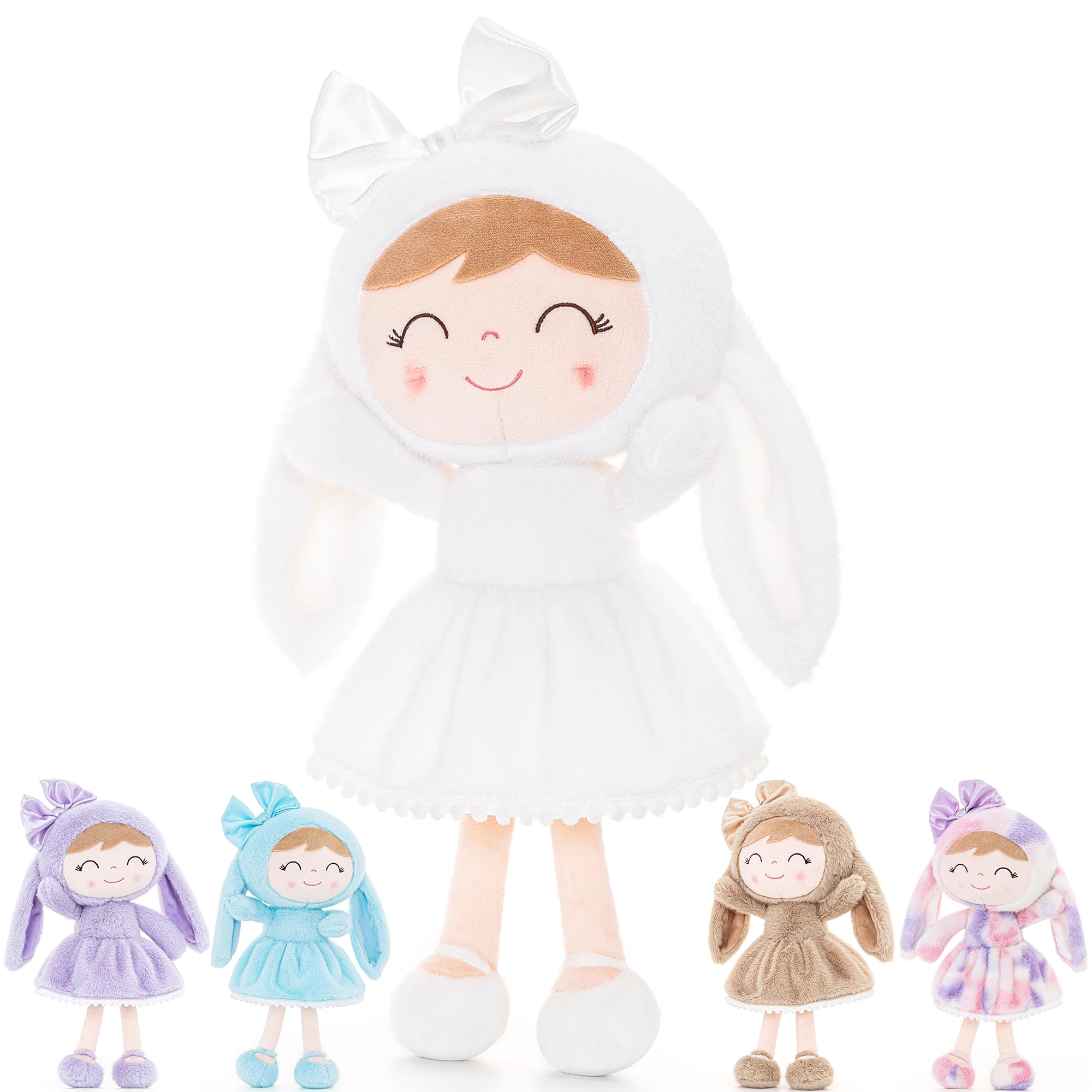 Gloveleya Baby Girl Gift Plush Bunny Dolls First Baby Doll Toddlers Rabbit Toy Bunny Gifts for Girl White 12 Inches