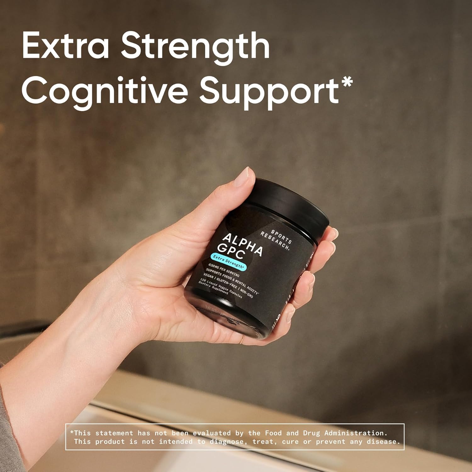 Sports Research® Alpha GPC 630mg (Extra Strength) - Bioavailable Source of Choline - Focus & Cognitive Support for Women & Men - Vegan Certified · Non-GMO · Gluten Free - 120 Liquid Capsules - Image 6