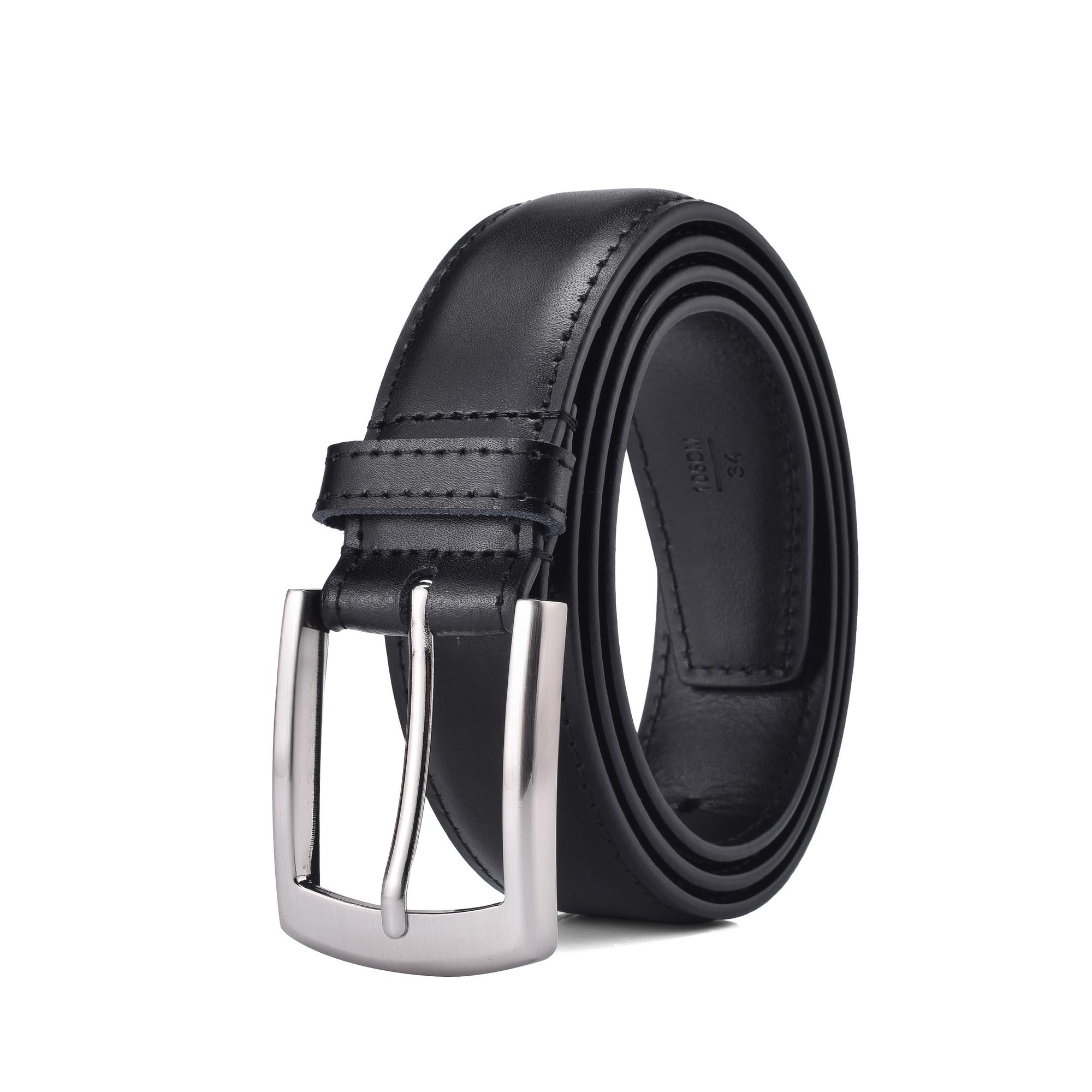 Weifert Men's Jeans Belts Casual and Work Leather Dress Belt (Black, (Fits Waist 32