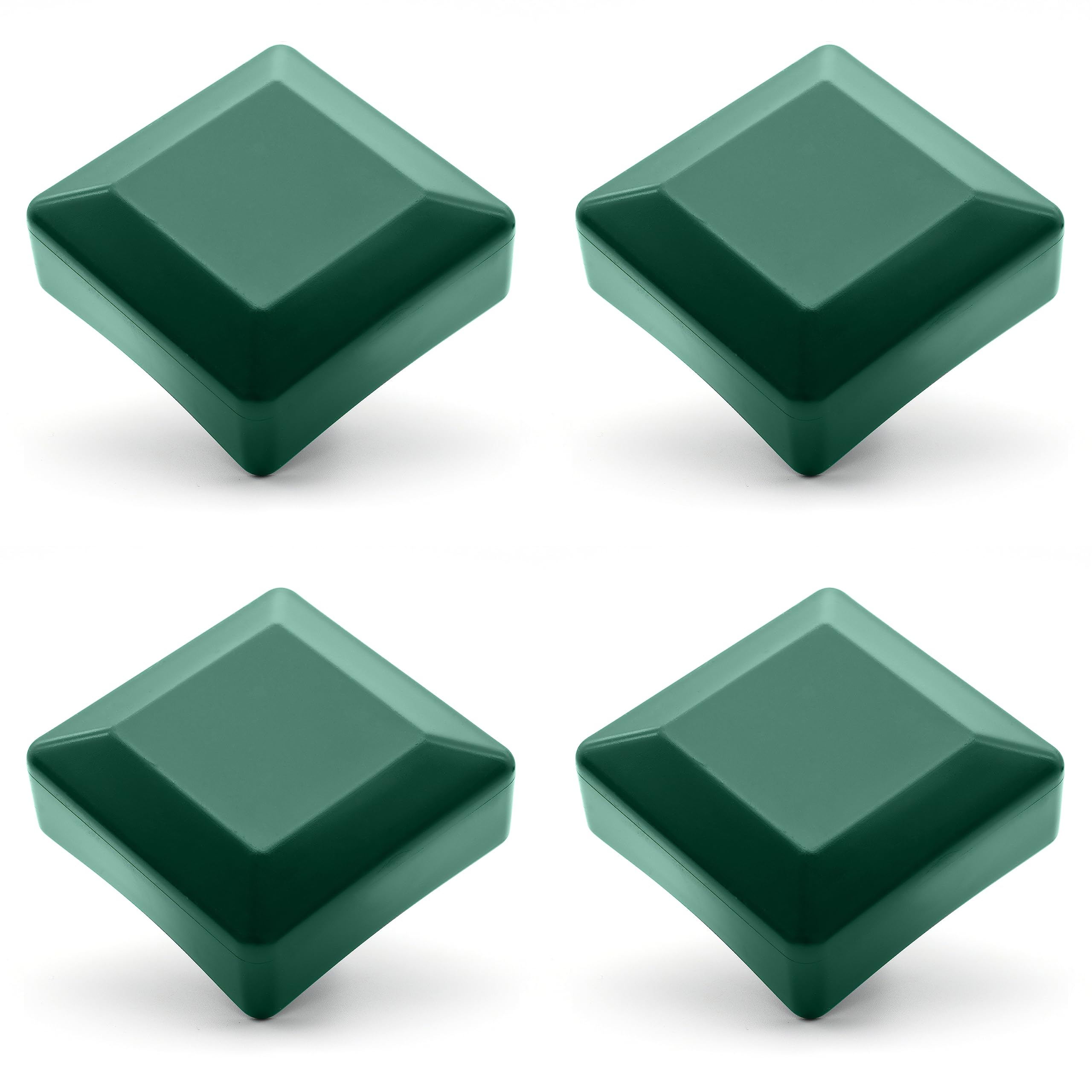 Enkotrade 4 tappi per recinzioni verdi per dimensioni esterne 70 x 70 mm, tappi per tubi in plastica di alta qualità, piramide, quadrati, per pali di recinzione, per recinzioni