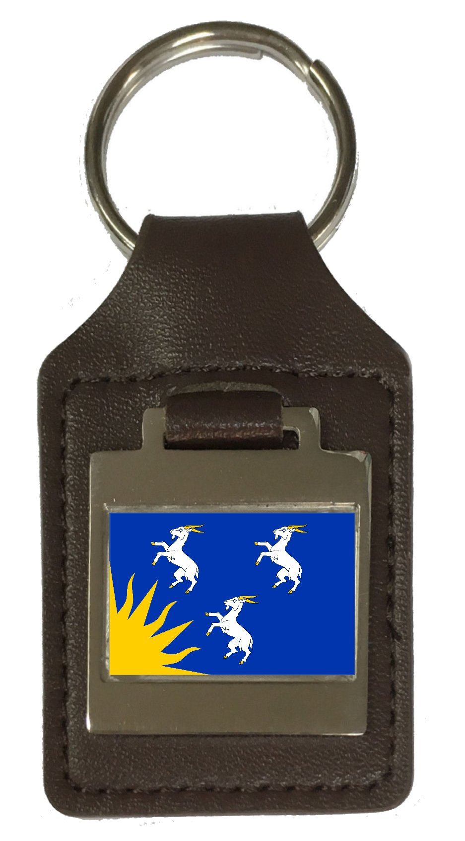 Schlüsselanhänger aus Leder mit Gravur der Merioneth County England-Flagge