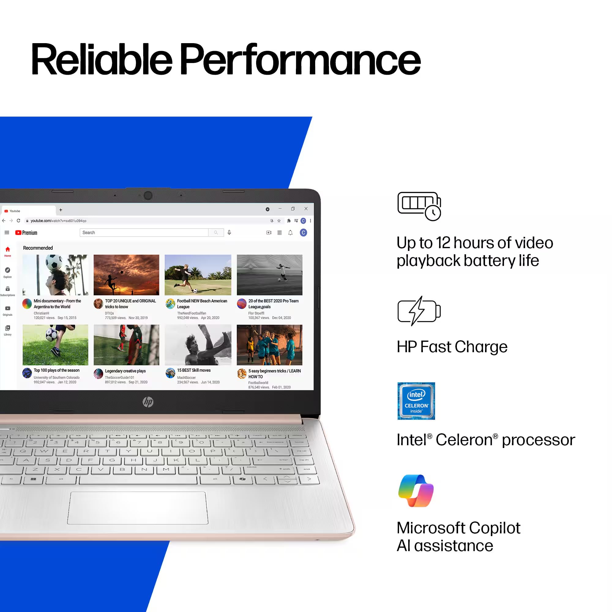 HP 14" Laptop Thin and Light for 2026 Student Business with Office Suite, Copilot AI, Intel CPU Up to 2.8GHz, 16GB RAM, 628GB Storage (128GB SSD+500GB Ext), WiFi 6, Win 11 Pro, MarxsolAddon, Rosegold — view 5