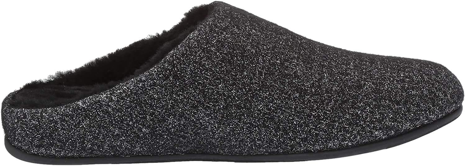 FitFlop Women's Chrissie GLIMMERWOOL Slipper, Black, 5 M US