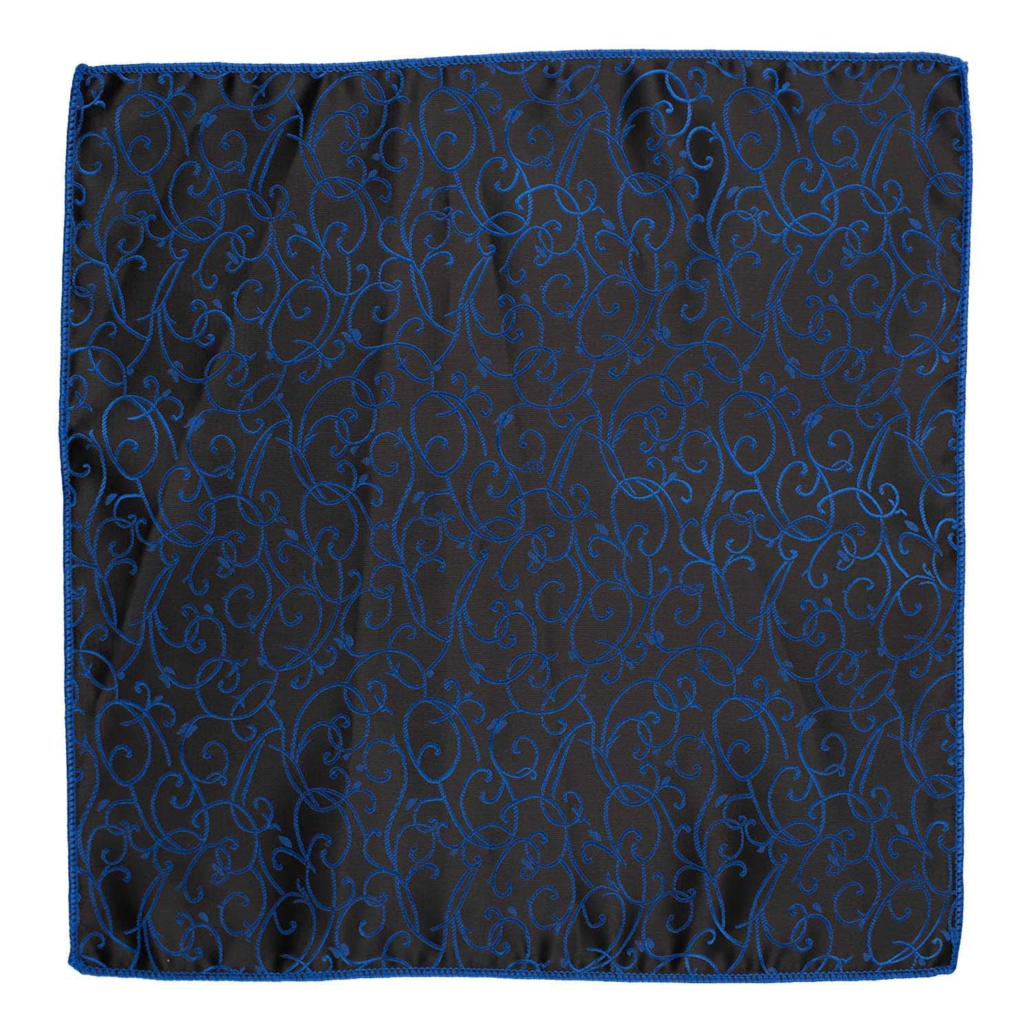 Paisley Navy Blue & Black Microfiber Pocket Square For Men-image-12
