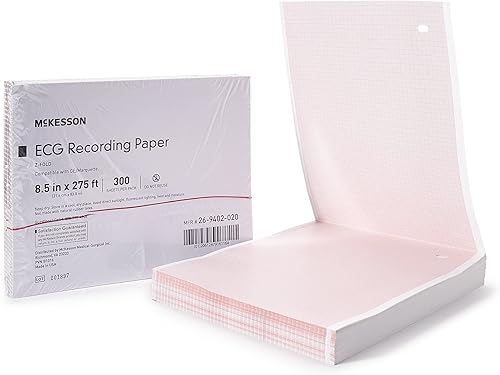 McKesson Papel de grabación ECG, papel térmico de cuadrícula roja con plegado en Z, 8 12 pulgadas x 275 pies, 300 unidades, 1 paquete