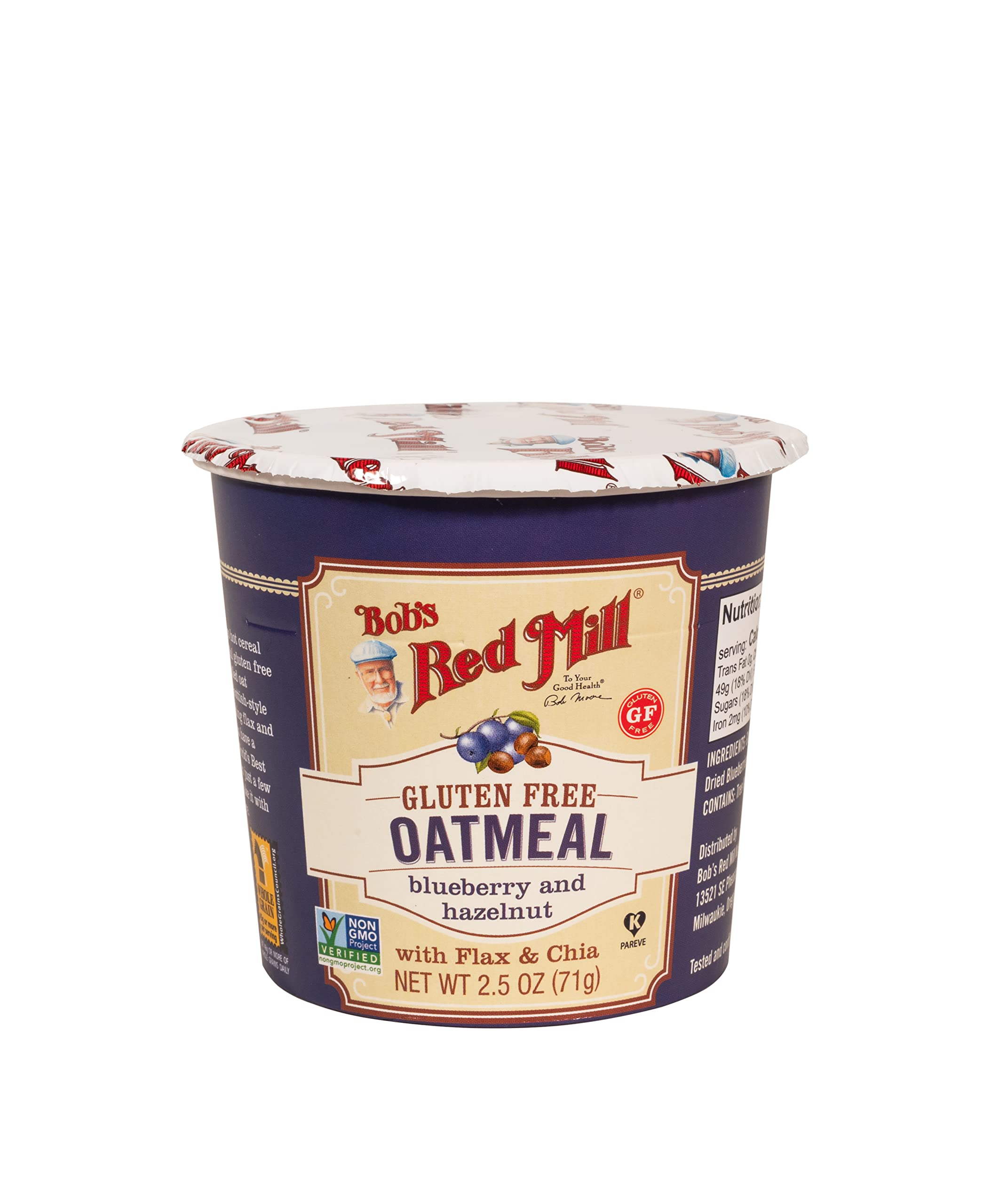 Bob's Red Mill Blueberry Hazelnut Oatmeal Cup, 1 cup (Pack of 1) - Non GMO, Gluten Free, Whole Grain, Kosher
