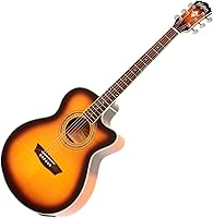 Vista 19 de Washburn Festival EA15 Mini Jumbo Cutaway, guitarra eléctrica acústica, ráfaga de tabaco
