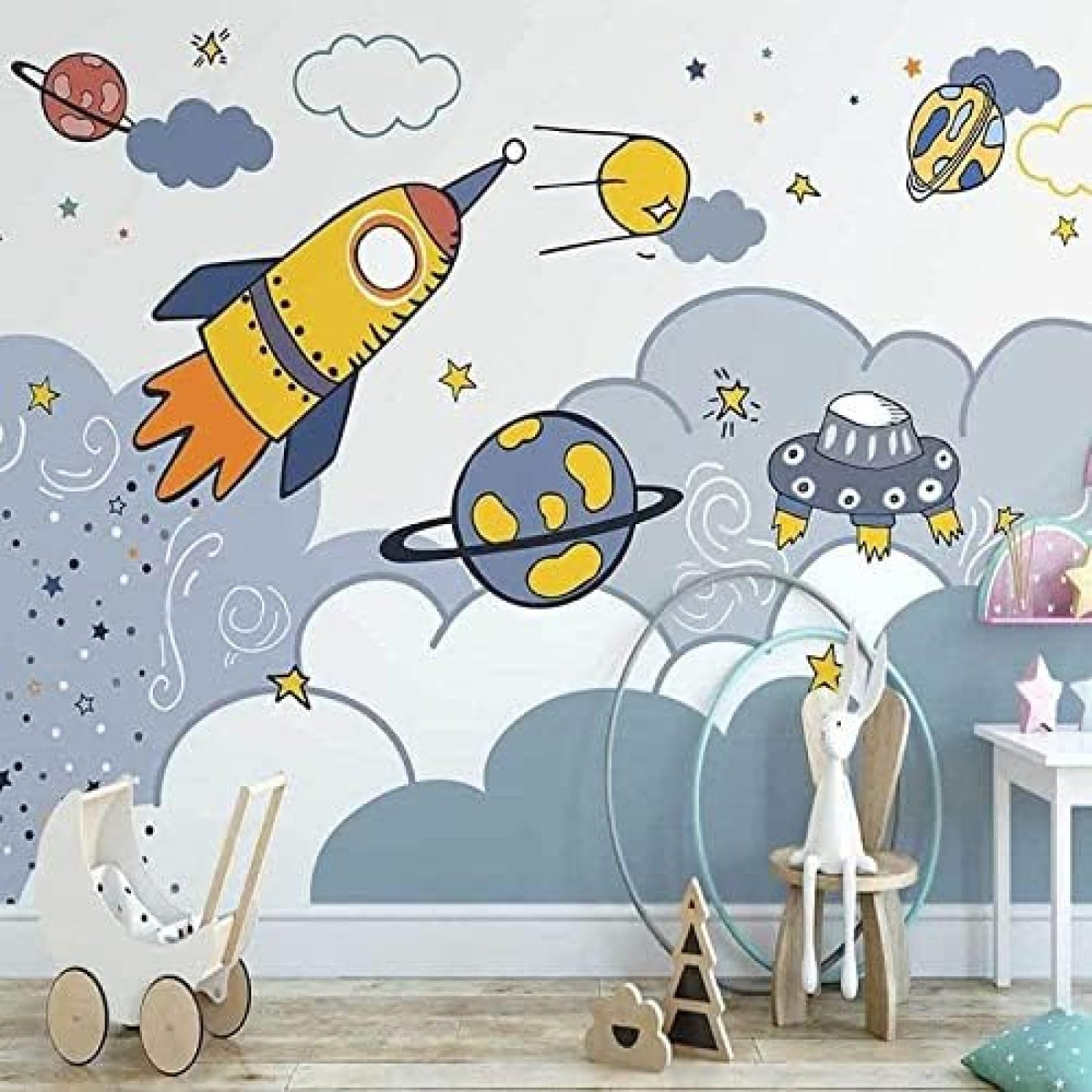 Papier peint fusée pour illuminer les rêves de vos enfants chaque nuit