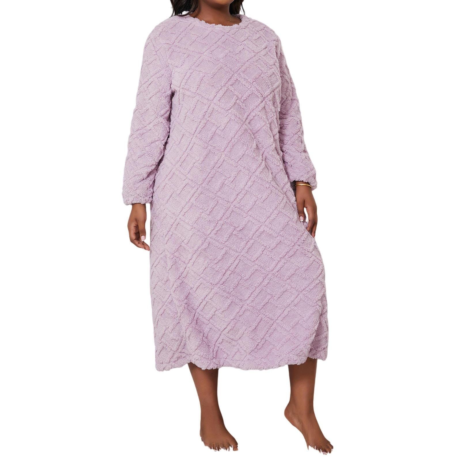 Pigiami da Donna Long Boungewear Comodo Cotone da Notte in Cotone Donna Autunno E Inverno Comodi Pigiami da Donna Calda-viola-2xl