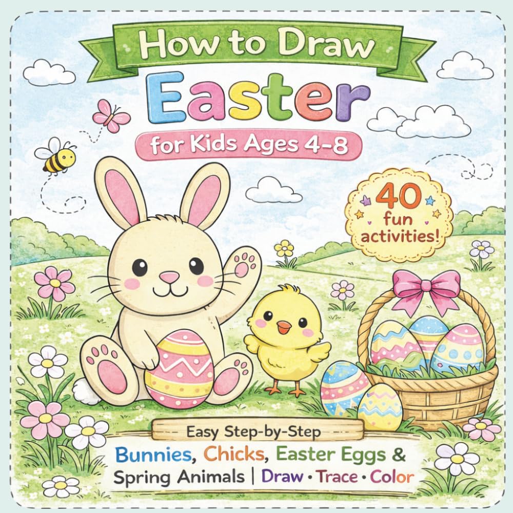 How to Draw Easter: Easy Step-by-Step Drawing Book for Kids Ages 4-8 (Bunnies, Chicks, Eggs & Spring Animals