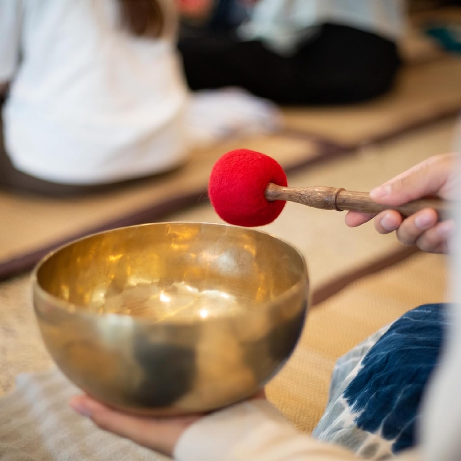 Gong Mallet for Singing Bowls – Rubber Ball Striker with Wooden Handle, Handmade Sound Healing Tool for Crystal Bowls, Yoga & Meditation