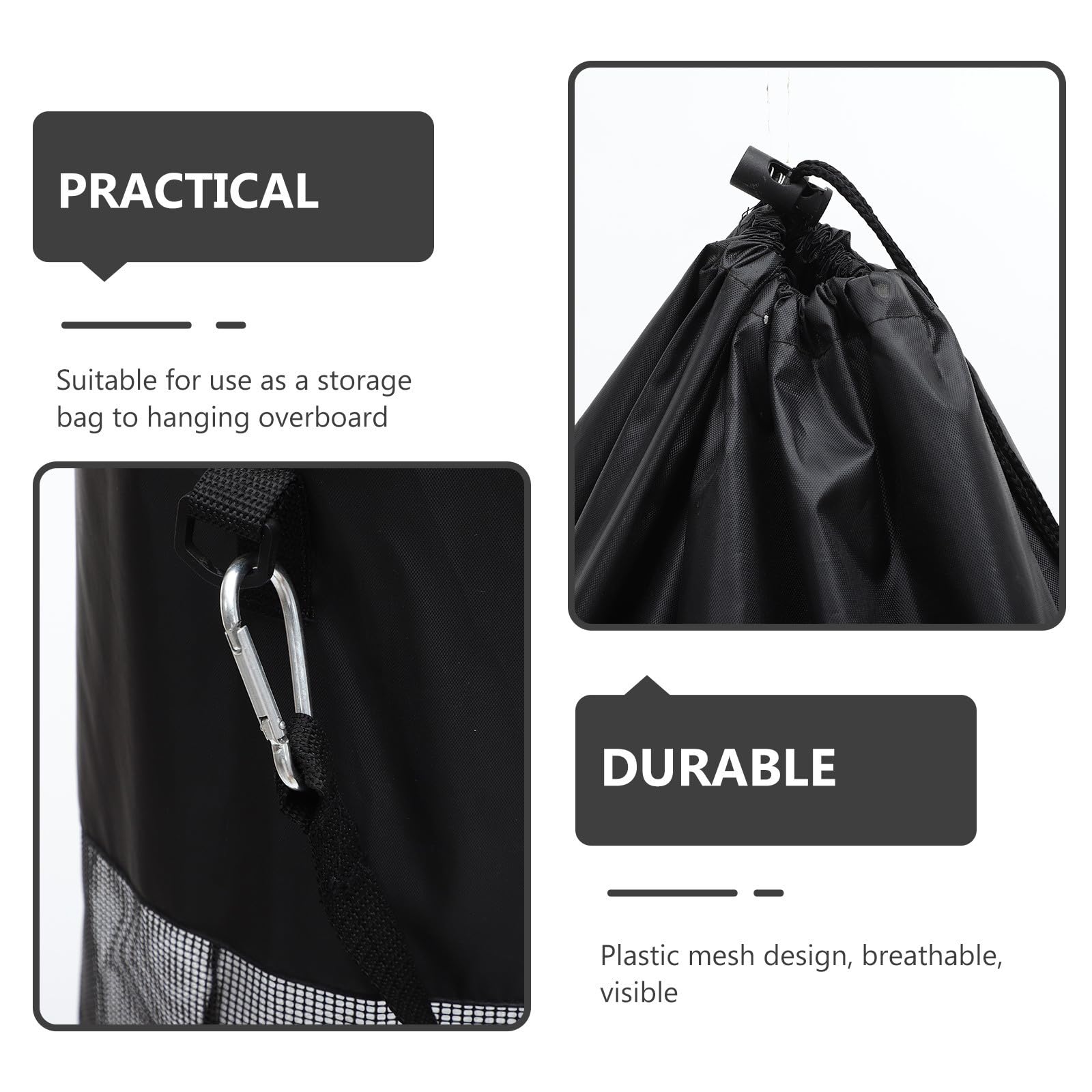 Bolsa de Basura Marina Negra Plegable y Resistente al Desgaste para Colgar en Bote, Tela Oxford Adecuado para Capitanes en Navegación
