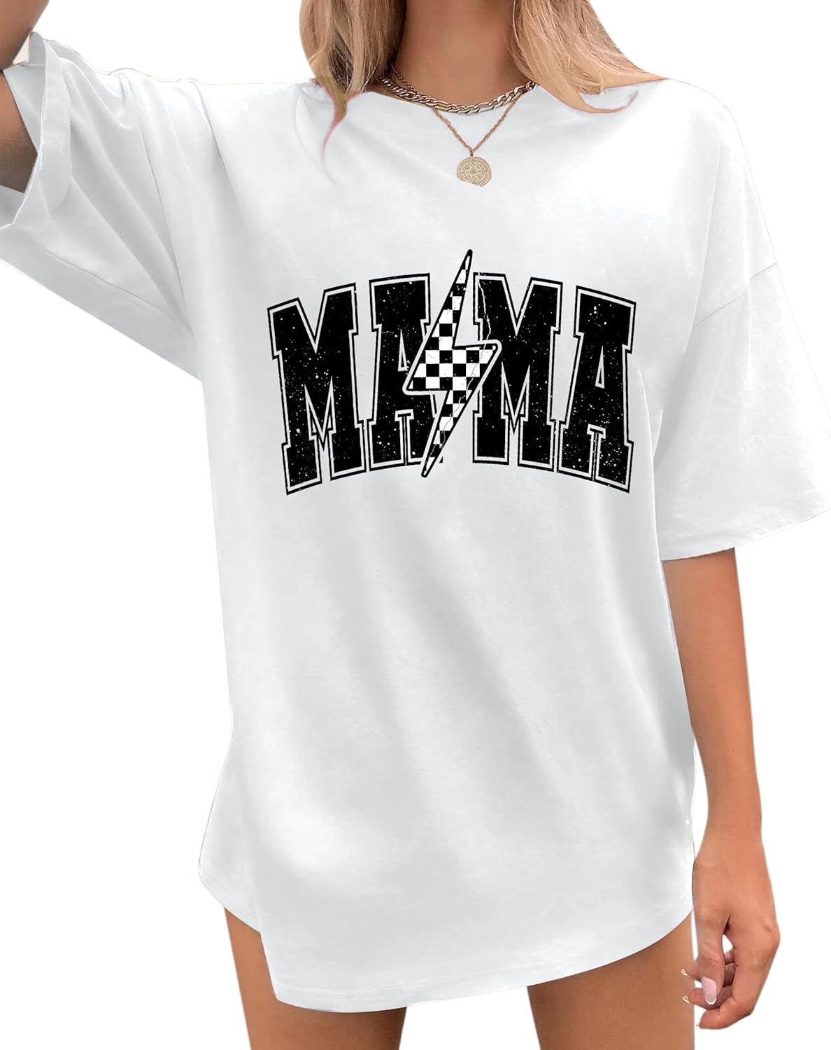 Womens Mama Shirt Cute Mom Life Tshirts Trendy Mama Letter Print Shirts Casual Short Sleeve Tops