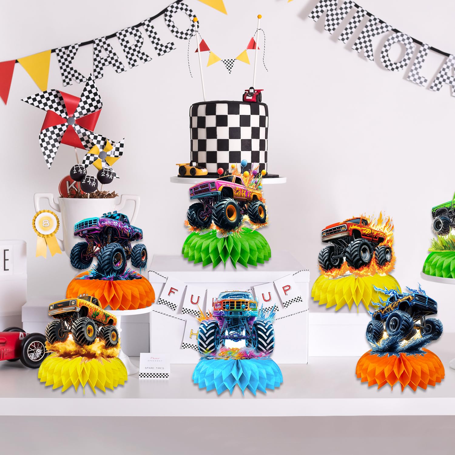 9 Pcs Monster Truck Table Decorations Monster Truck Birthday Decorations Monster Truck Centerpieces Monster Truck Party Supplies