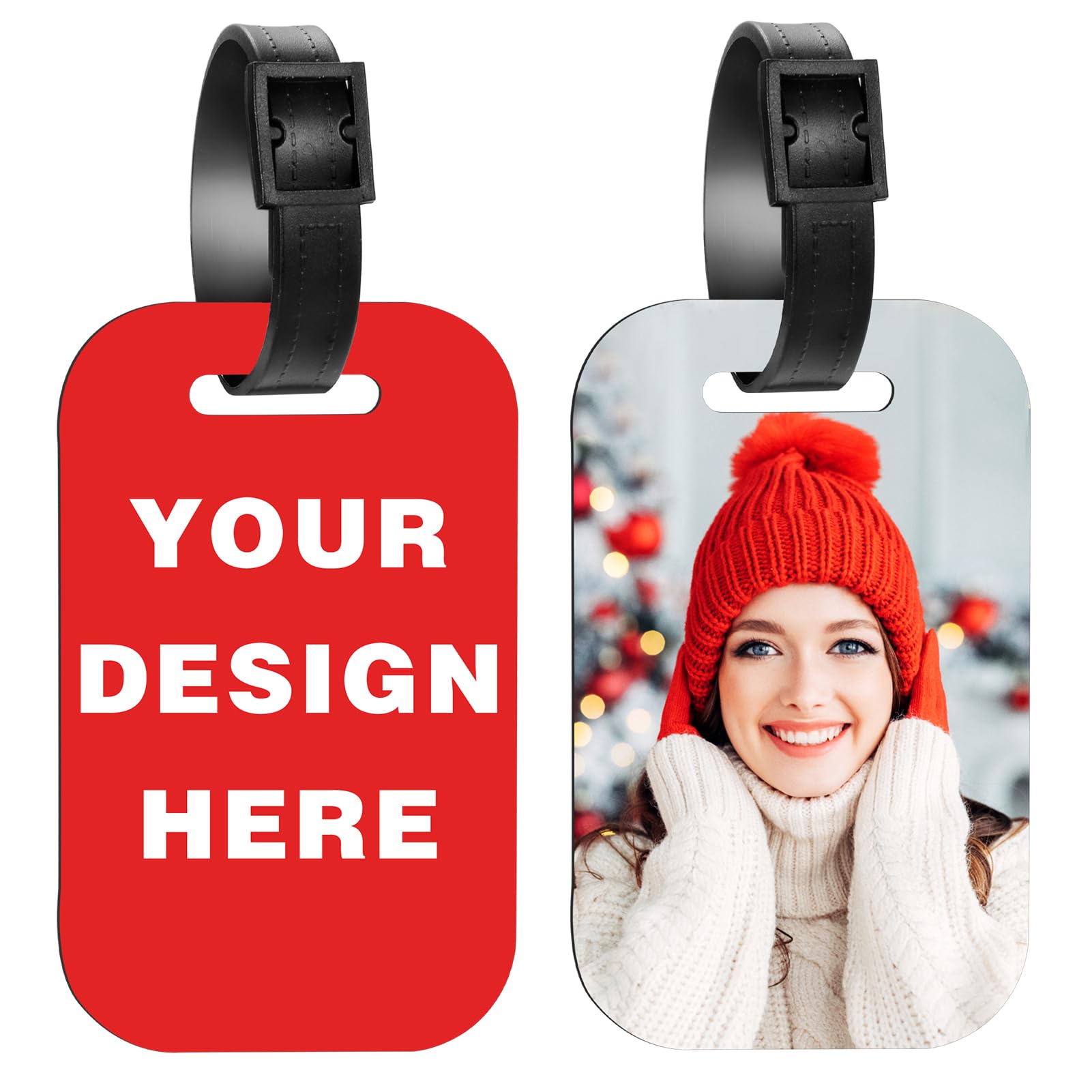 Personalized Luggage Tags for Suitcase Bulk Custom Luggage Name Tags Identifiers with Photo Text Logo Customized Travel Golf Bag Tags with Strap for