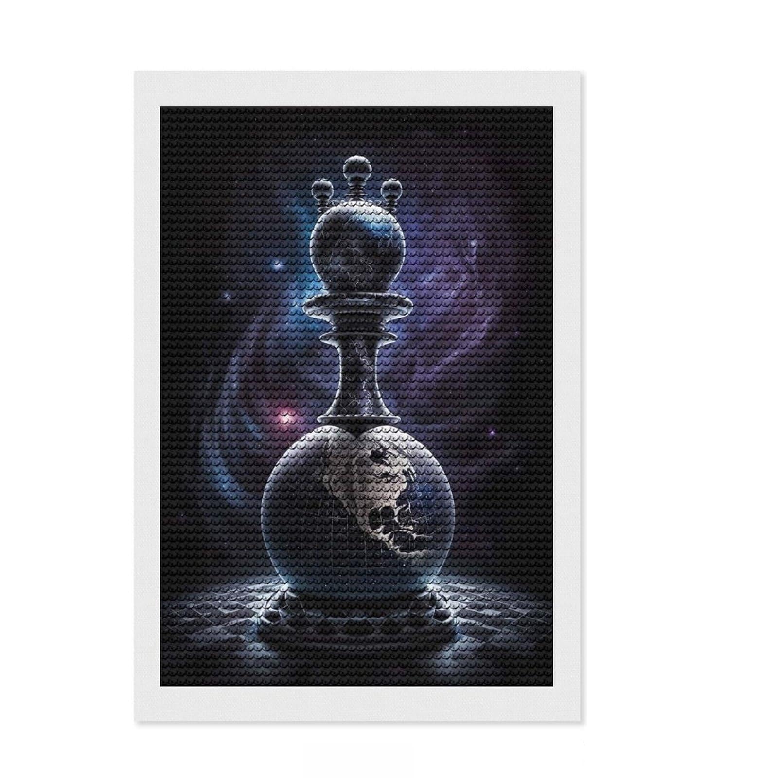 Junmoney World of Chess Diamond Art Canvas 8"x12", Decorate Your Room, Satisfying Creative Project, Full Kit Included, Aesthetic Room Decor
