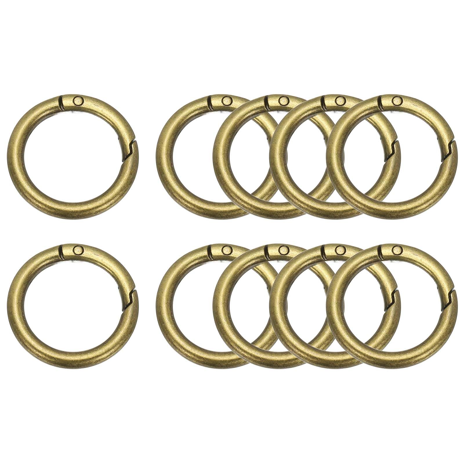 PATIKIL Metal Spring O Rings 25mm, 10 Pack Zinc Alloy Round Snap Clip Paracord Keychain Lanyard Trigger Keyring Buckle for Purse Shoulder Bag Handbag DIY Crafts, Bronze