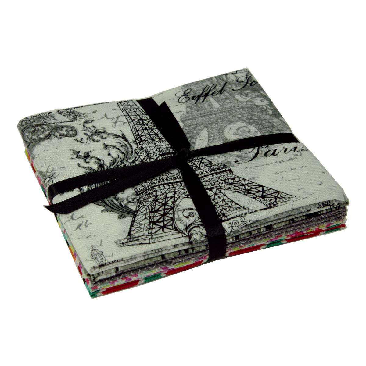 Sewing Online Fat Quarter Bundle 'French Themed'. 5 Pack Of Machine Washable Cotton, Quilting Fabric Squares (Fe0097)
