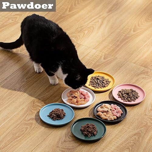 Miniatura 7 de Plato de cerámica poco profundo para gatos de 6 pulgadas, cuencos de comida para gatos sin fatiga, plato ancho y pequeño para mascotas para gatitos