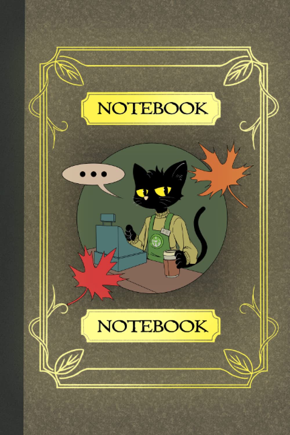 Black Cat Barista Notebook: Autumn Fall Coffee Journal Pumpkin Spice Maple Leaf Halloween