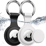 4-Pack IPX8 Waterproof for Airtag Holder, Soft Silicone Case Keychain Compatible with Apple AirTags 1st & 2nd Generation, Shockproof and Anti-Scratch Cover for Pet Collar, Keys, Bags, Luggages