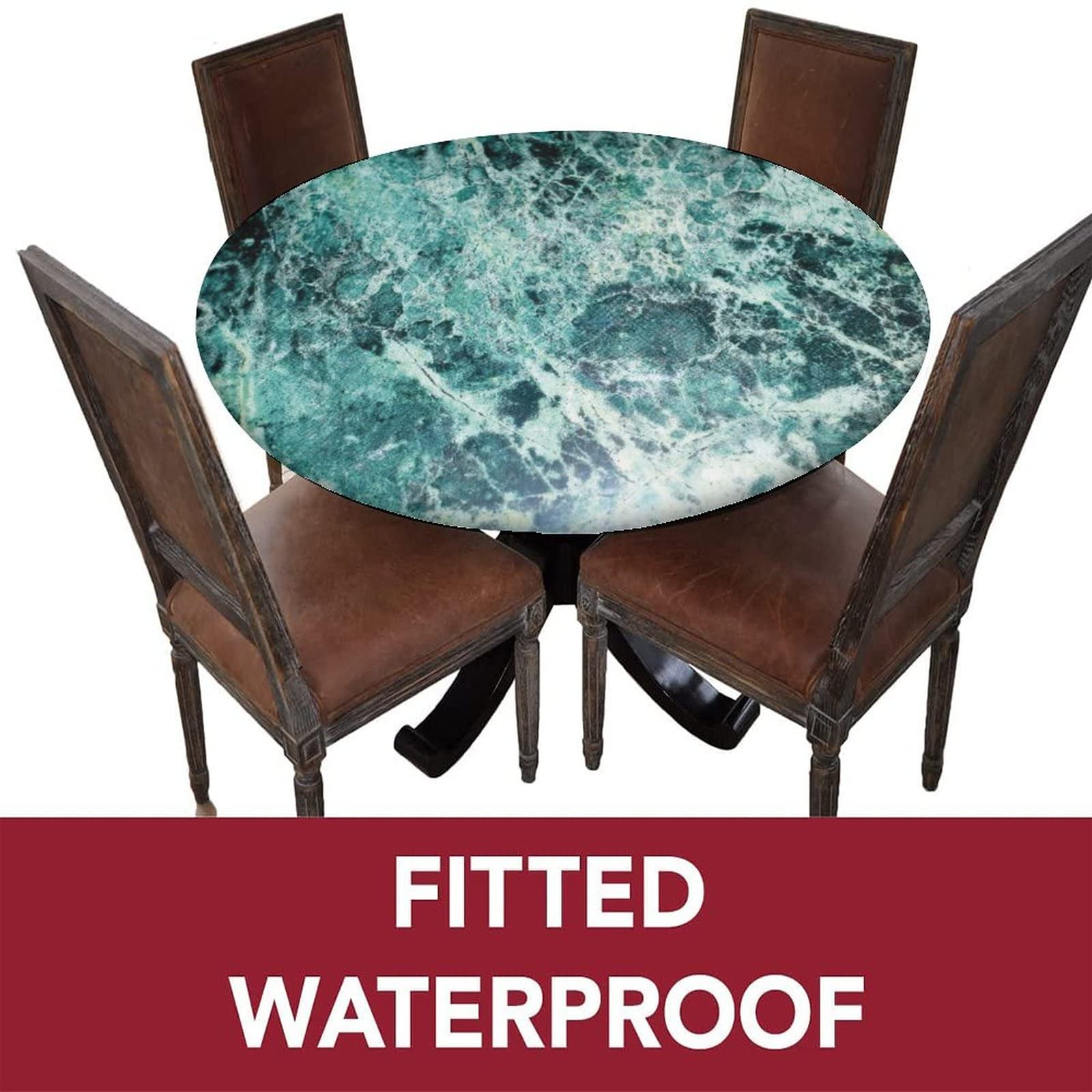 LAMINET - Elite Elastic Edged Print Table Pad - Marble Grey - Small Round - Fits Tables Up To 44" Diameter - The Ultimate Protection For Your Table