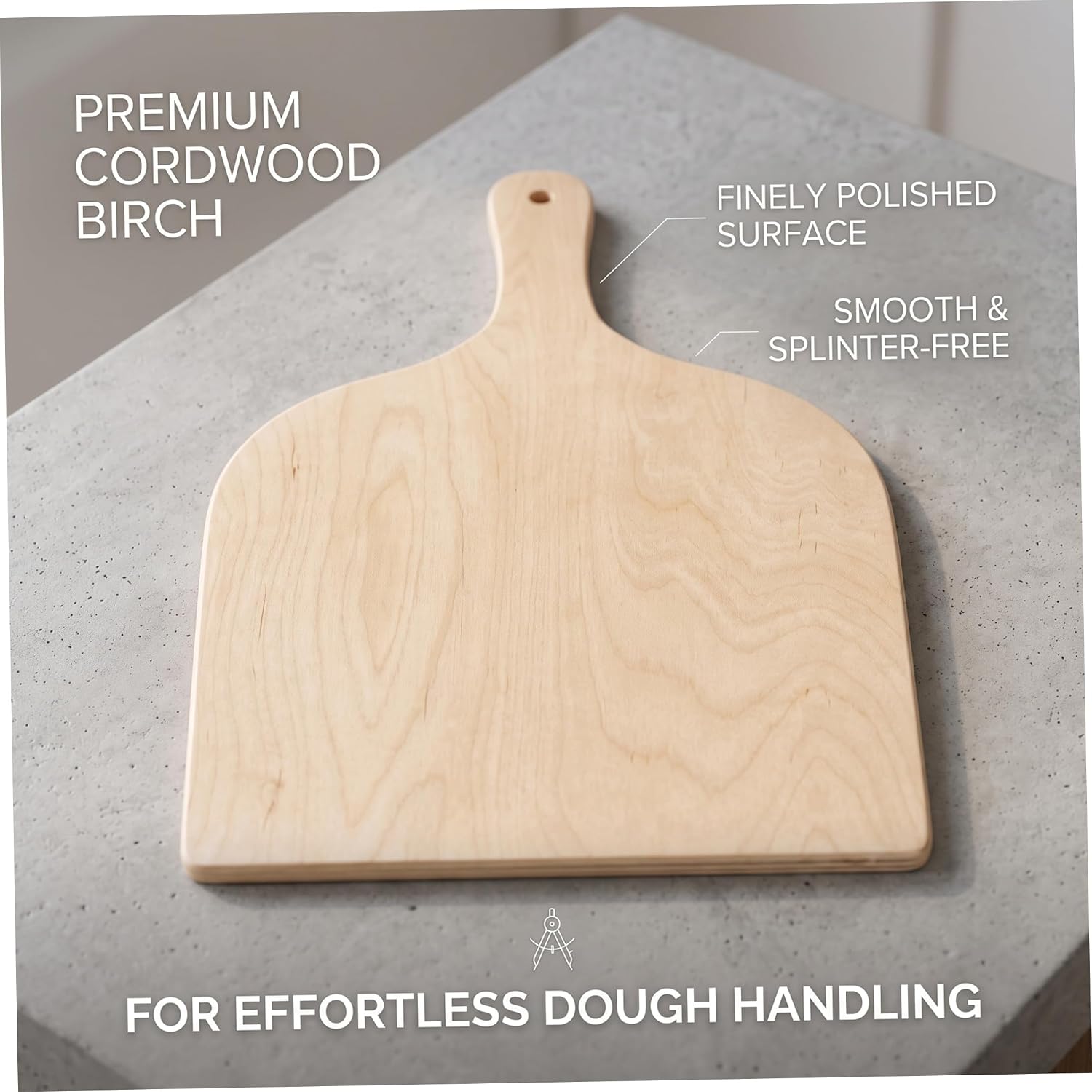 2pcs Pizza Paddle, Wooden Pizza Tray with Handle Square