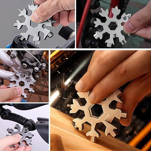 Miniatura 8 de AKOAK 1 paquete de 1 llave de copo de nieve 18 en 1 con abridor de copos de nieve de acero inoxidable/kit de destornilladores Phillips/llave EDC