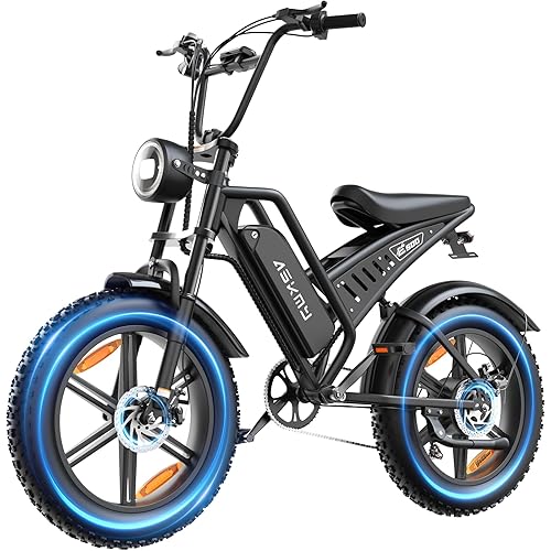 Fat Tire Electric Bike for All-Terrain, 1500W Peak Motor Ebike with 28MPH|60 Miles PAS Range, 48V|15Ah Removable Battery, 20" Mountain Dirt E Bike with 7 Speed, Electric Bicycles for Adults