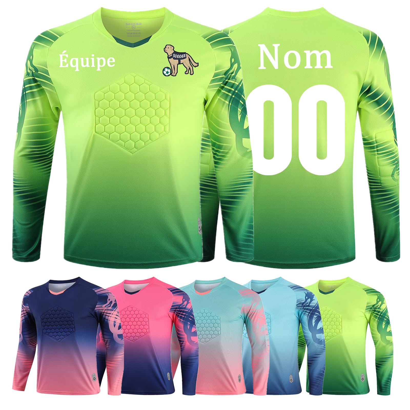 Maillot Gardien Enfant Homme Personnalisé Ensemble Gardien de But Personnalisable avec Le Logo de l'équipe/Sponsor de Numéro de Nom