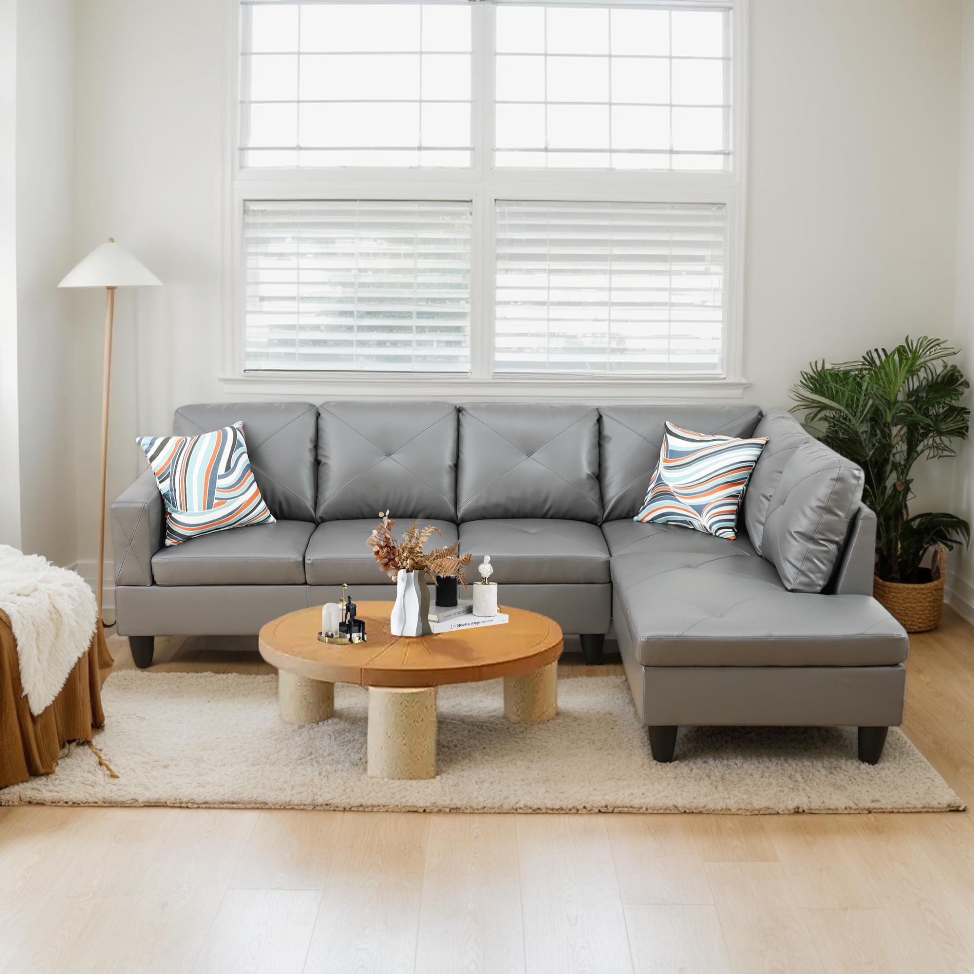 MOOLSUN L-Shaped Combination Sofa Set, Luxurious Synthetic Leather Living Room Sofa, Suitable for Living Rooms, Bedrooms, Apartments, and Offices